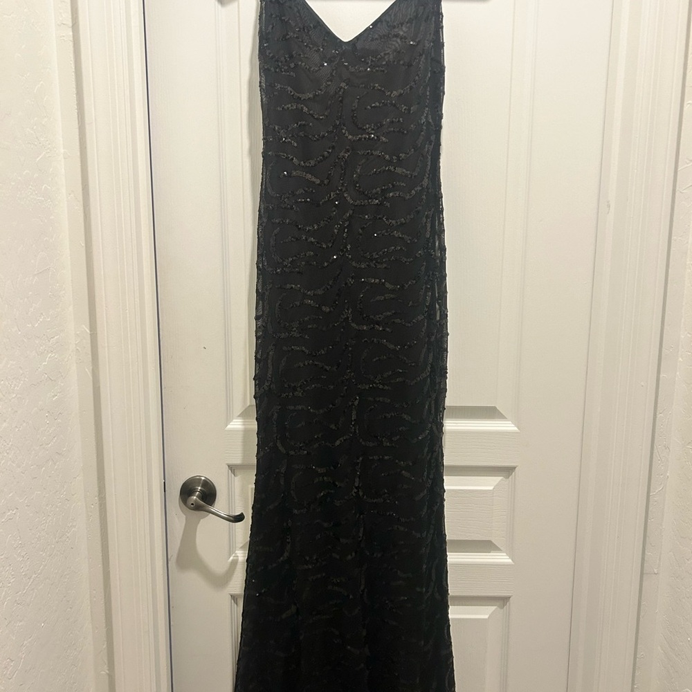 Lulu's Black Beaded V-Neck Maxi Dress